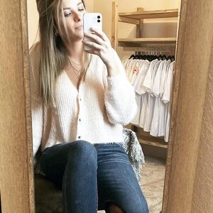 Eyelash long sleeve cardigan